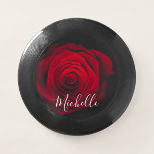 Custom monogram red rose vintage photograph Wham-O frisbee