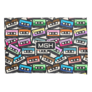 Custom Monogram Retro Casette Tapes Pillow Case