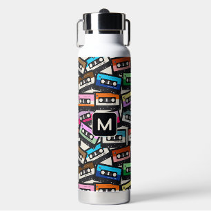 Custom Monogram Retro Casette Tapes Water Bottle