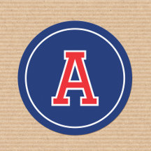 Custom Monogram Retro Varsity Navy Red Holiday