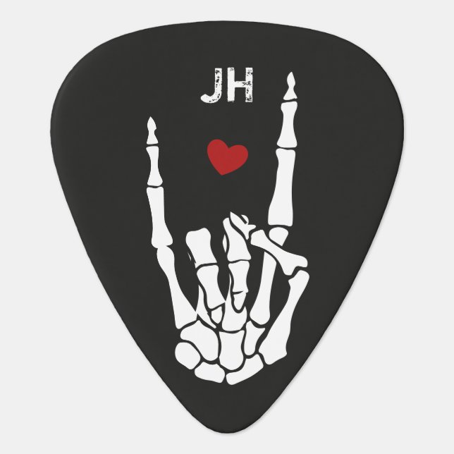 Custom Monogram rock metal music Skeleton Guitar Pick (Front)
