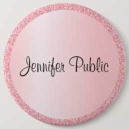 Custom Monogram Rose Gold Glitter Look Template Button