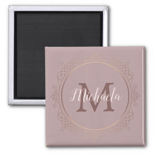 Custom Monogram Rose Gold Template Elegant Magnet