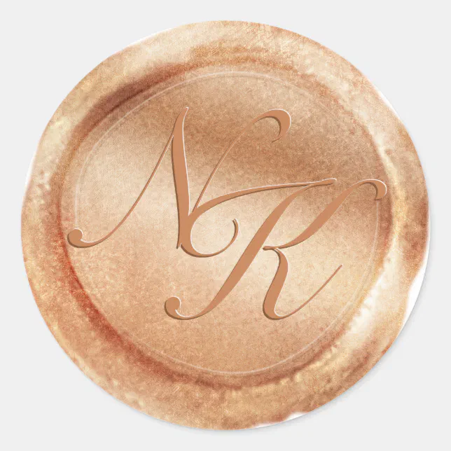 Custom Monogram Rose Gold Wax Seal Sticker | Zazzle