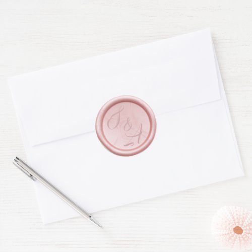 Custom monogram rose gold wax seal wedding sticker