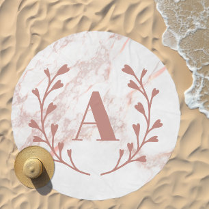 Custom Monogram Round Beach Towel Marble Beach Towel