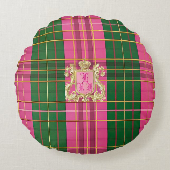 Custom Monogram Round Throw Pillow  (Front)