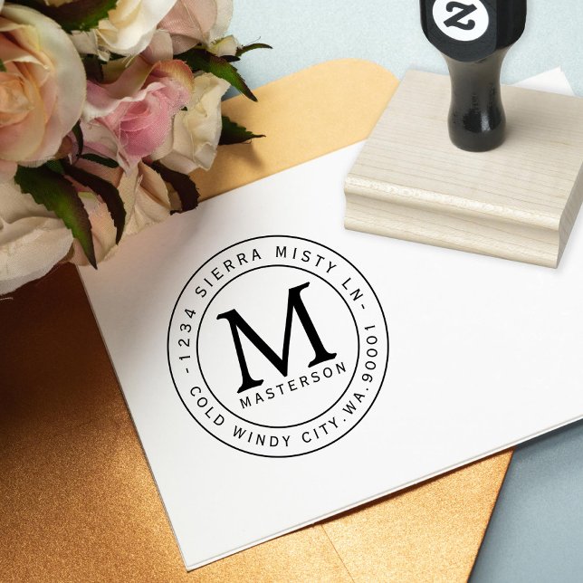 Custom Monogram Rubber Address Rubber Stamp (Creator Uploaded)