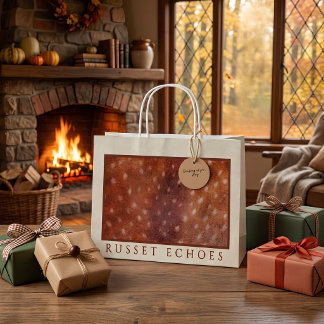Custom Monogram Russet Fawn Print Large Gift Bag