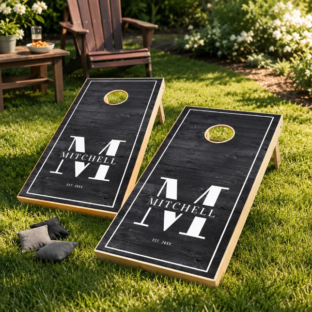 Custom Monogram Rustic Elegant Family Name Cornhole Set (Creator Uploaded)