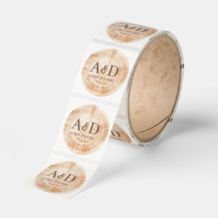 Custom Monogram Rustic Wedding Wood Slice Classic Round Sticker