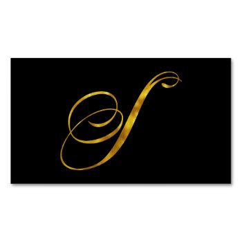 Custom Monogram S Faux Gold Foil Monograms Initial Magnetic Business Card by ZZ_Templates at Zazzle