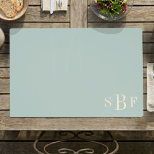 Custom Monogram Sage Green Boho Mid-Century  Placemat