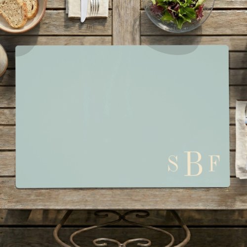 Custom Monogram Sage Green Boho Mid-Century  Placemat