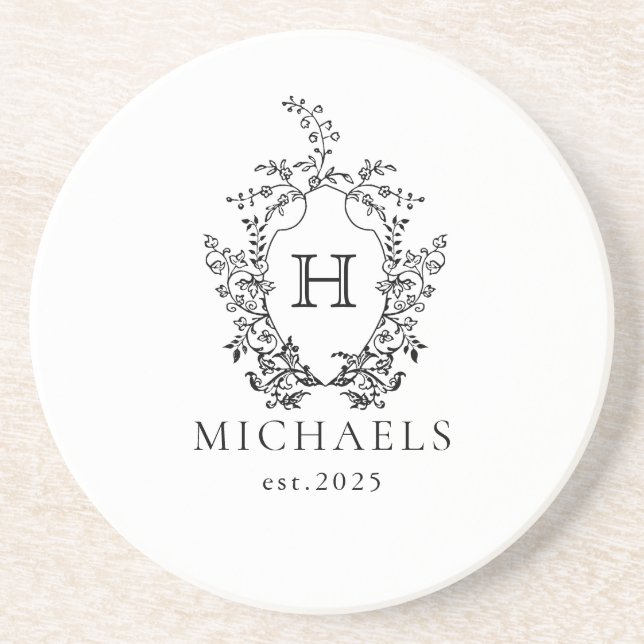 Custom Monogram Sandstone Coaster (Front)