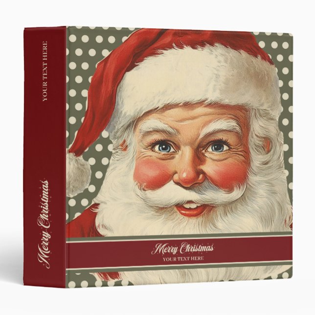 Custom Monogram Santa Claus Card Keeper 3 Ring Binder (Front/Spine)