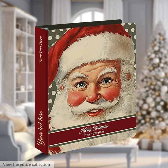 Custom Monogram Santa Claus Card Keeper 3 Ring Binder (Custom Monogram Santa Claus Card Keeper)
