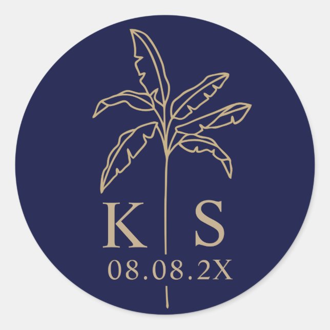 Custom Monogram Save the Date Logo Classic Round   Sticker (Front)
