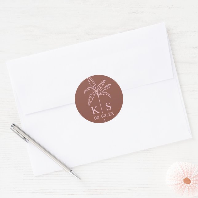 Custom Monogram Save the Date Logo Classic Round   Sticker (Envelope)