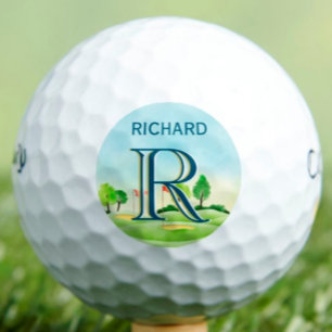 Custom Monogram Scenic Course First Name Golf Balls