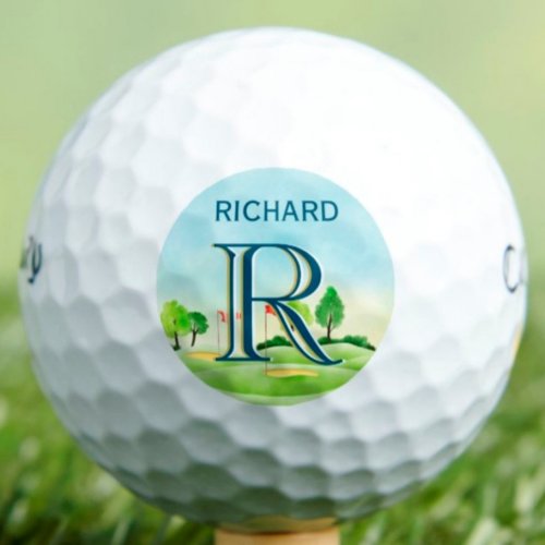Custom Monogram Scenic Course First Name   Golf Balls