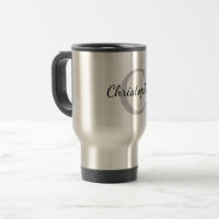 Personalized Stainless Steel Travel Mug - Trendy Script