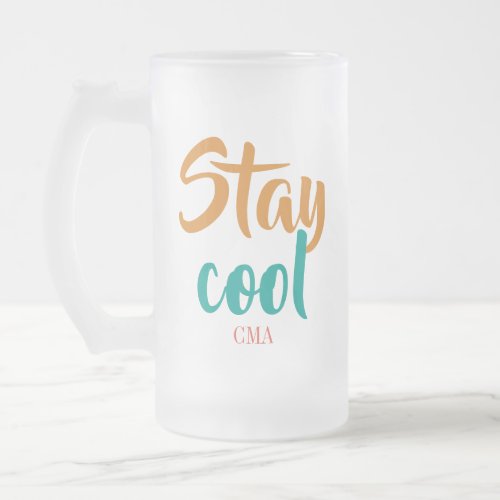 Custom Monogram Script Frosted Glass Beer Mug