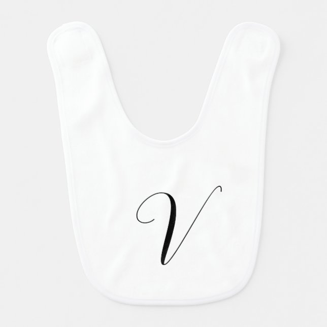 Custom monogram script initial baby bib (Front)