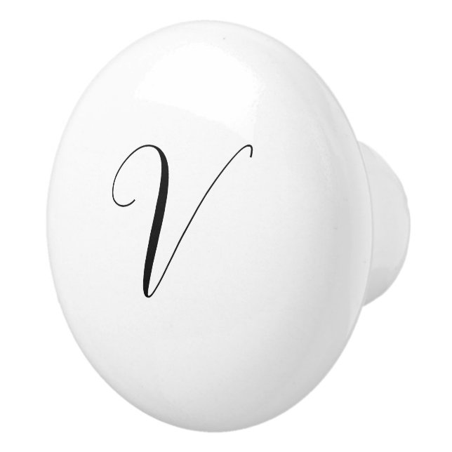 Custom monogram script initial ceramic knob (Right)