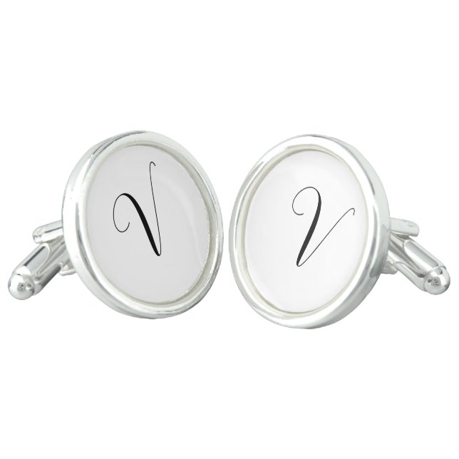 Custom monogram script initial cufflinks (Angled)