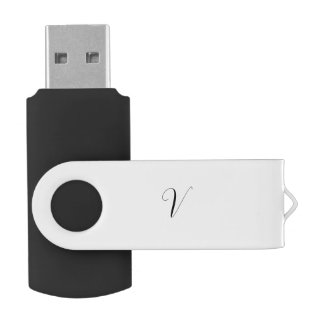 Custom monogram script initial flash drive