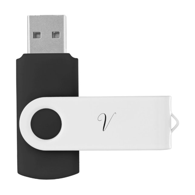 Custom monogram script initial flash drive (Opened)