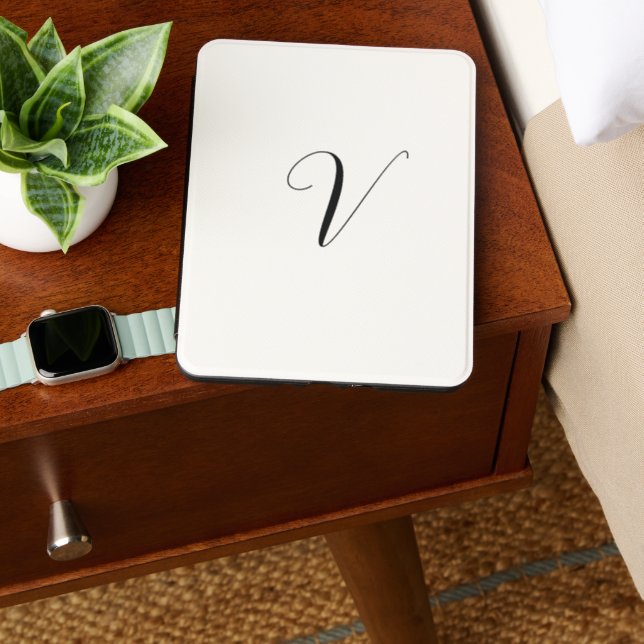 Custom monogram script initial kindle cover (In Use (Bedside))