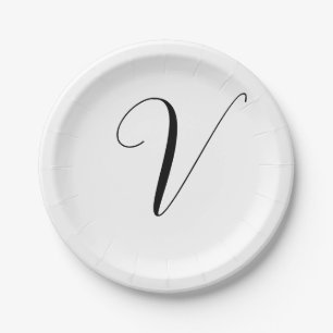 Custom monogram script initial paper plates