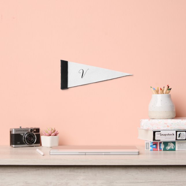Custom monogram script initial pennant flag (Insitu 2)