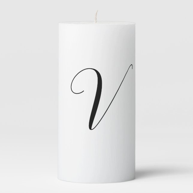 Custom monogram script initial pillar candle (Front)