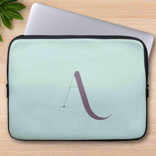 Custom Monogram  Script Initial Soft Blue  Purple Laptop Sleeve