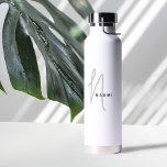 Custom Monogram Script Name Stylish Water Bottle<br><div class="desc">Custom Script Monogram Name Elegant Chic Water Bottle. A simple and modern design in black and white color featuring handwritten calligraphy for a professional and cool look. Create your own personalized ecofriendly gifts. Any font,  any color,  no minimum.</div>