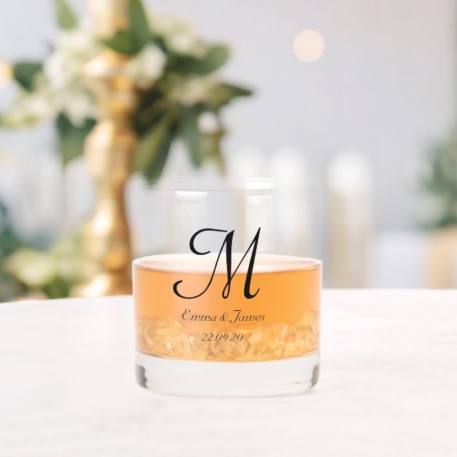 Custom Monogram Script Name Wedding Party  Whiskey Glass (Insitu (Wedding))
