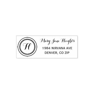 Custom Monogram Script Typography Return Address Self-inking Stamp