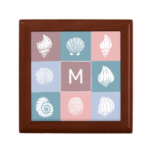 Custom Monogram Seashells Pattern Gift Box