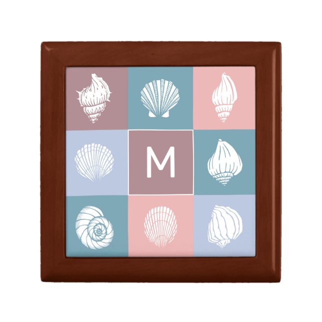 Custom Monogram Seashells Pattern Gift Box (Front)