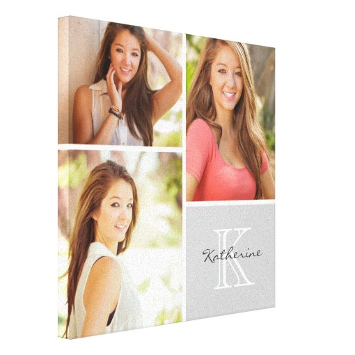 Custom Monogram Senior Photo Collage Canvas Print | Zazzle