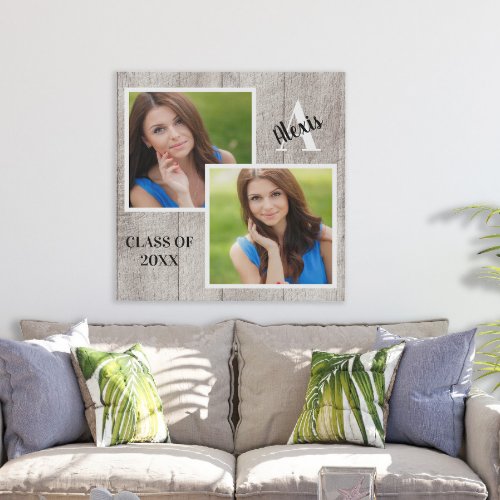 Custom Monogram Senior Portrait Rustic Collage Poster