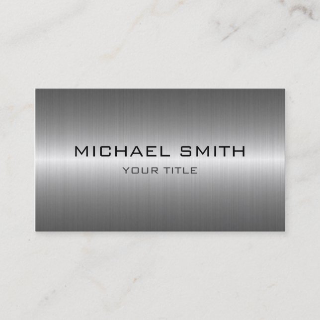 Custom Monogram Silver Stainless Steel Metal Business Card (Front)