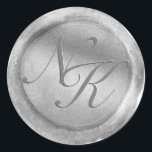 Custom Monogram Silver Wax Seal Sticker<br><div class="desc">Custom Monogram Vintage Silver Monogrammed Wax Seal Sticker - Wedding Monogram Initials Stickers for use on your invitation envelopes!

 ~ Check my shop to see the entire wedding suite for this design!</div>