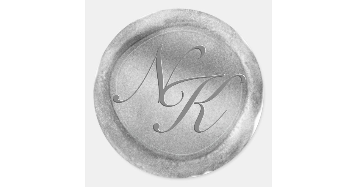 Custom Monogram Silver Wax Seal Sticker | Zazzle