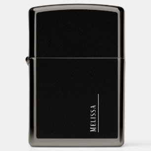 Custom monogram, simple black and white zippo lighter