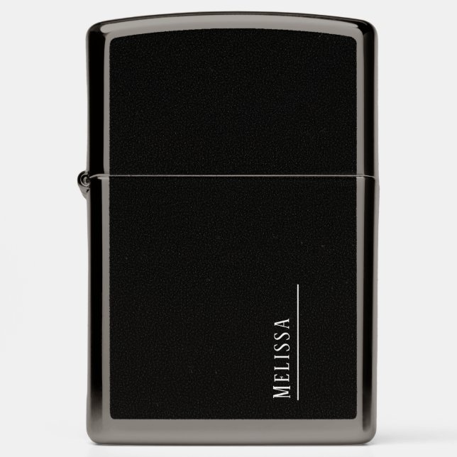 Custom monogram, simple black and white zippo lighter (Front)