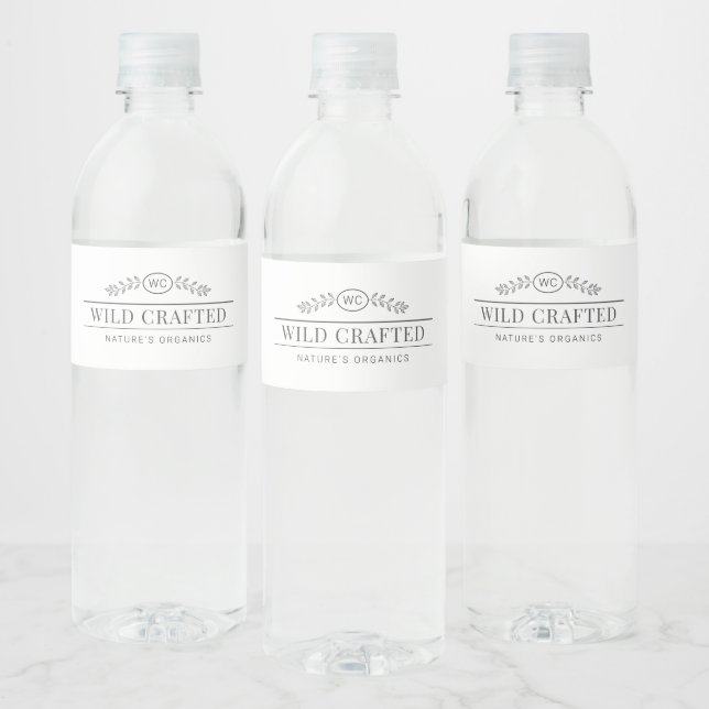 Custom Monogram Simple Elegant Business Product Water Bottle Label (Bottles)